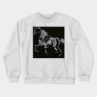 Horse Abstract Circles and Stars Black and White Crewneck Sweatshirt